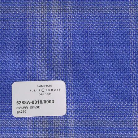 5288a-0017/0003 Cerruti Lanificio - Vải Suit 100% Wool - Xanh Dương Caro